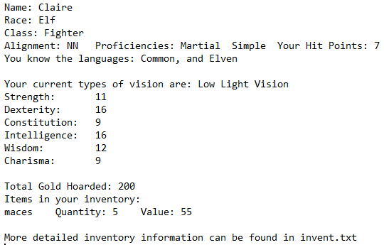 the file created by the DnDChar program; a character sheet in digital form.